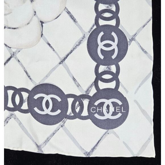 Chanel Silk Camellia CC Square Scarf - Picture 2 of 8